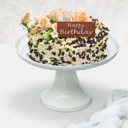 Chocolate and Vanilla Choco Chip Cake For Birthday