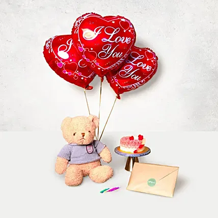 I Love You Gift Combo Arrangement: Chocolate Cake Hugo