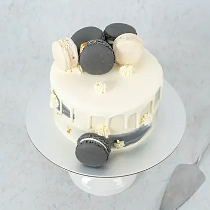 Grey and White Macarons Cake
