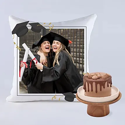 Graduation Special White Personalised Cushion with Cake