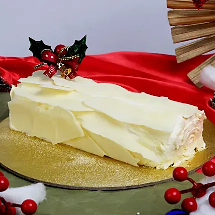 Xmas White Forest Log Cake